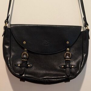 IL BISONTE Black Leather Crossbody Satchel